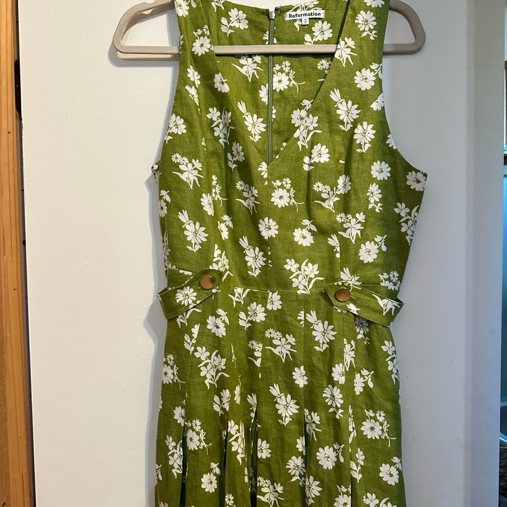 Reformation Green Halter Sundress Mini
